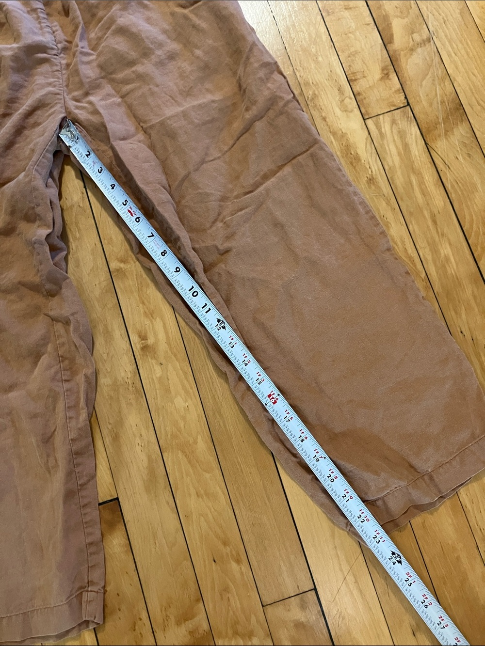 Quince European Linen Lightweight Summer Pants in Caramel Tan Brown Size Medium - Picture 8 of 11
